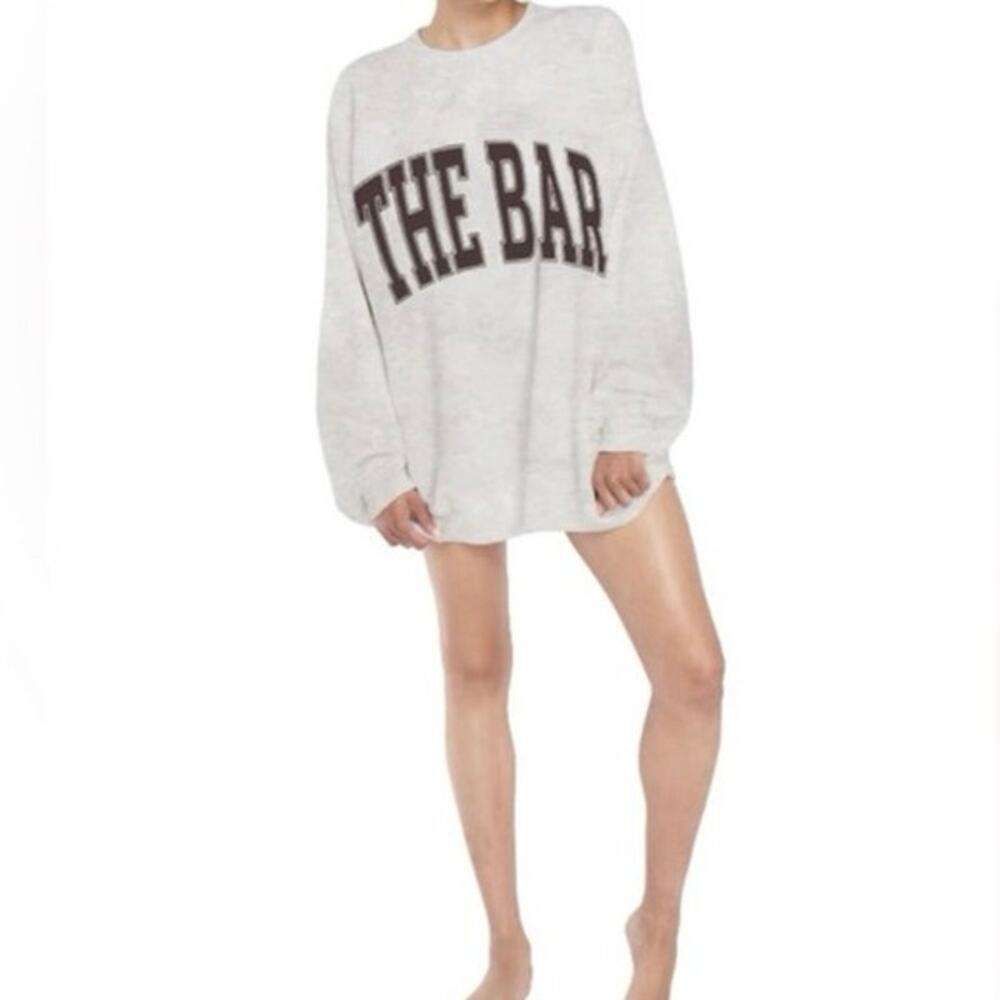 The Bar Oversized Varsity Fleece Crewneck Sweatshirt XL - Picture 2 of 9